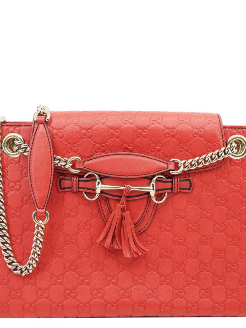 Gucci  Emily Large Leather Chain Shoulder Bag Red 295403